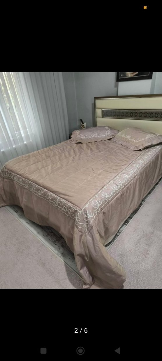 Nakışlı Pudra Pembe Yatak Örtüsü - Görsel 2