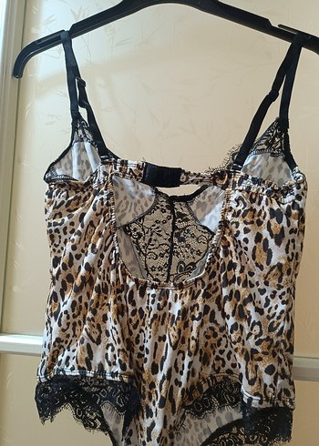 Leopar Desenli Dantelli Mini Büstiyer - Görsel 2
