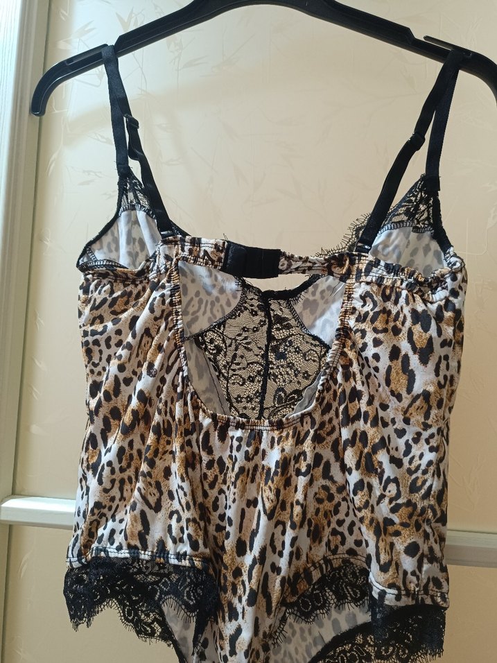 Leopar Desenli Dantelli Mini Büstiyer - Görsel 2