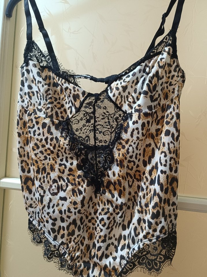 Leopar Desenli Dantelli Mini Büstiyer - Görsel 3