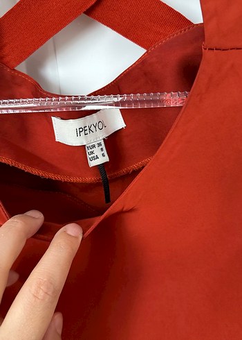 s Beden Kadın Kırmızı Kısa Kollu Salaş Bluz 38-40 bedenle uyumlu