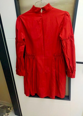 Trendyol & Milla Kırmızı Fırfırlı Keten Midi Tunik