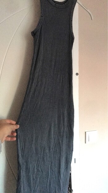 xs Beden gri Renk Halter yaka elbise