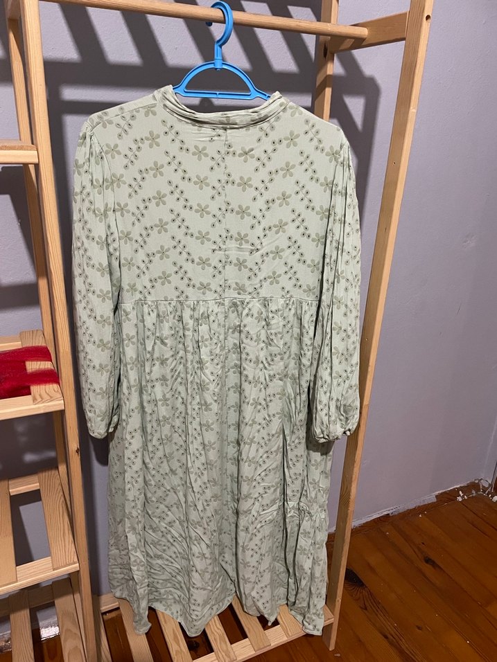 Bohem V Yaka midi elbise - Görsel 4