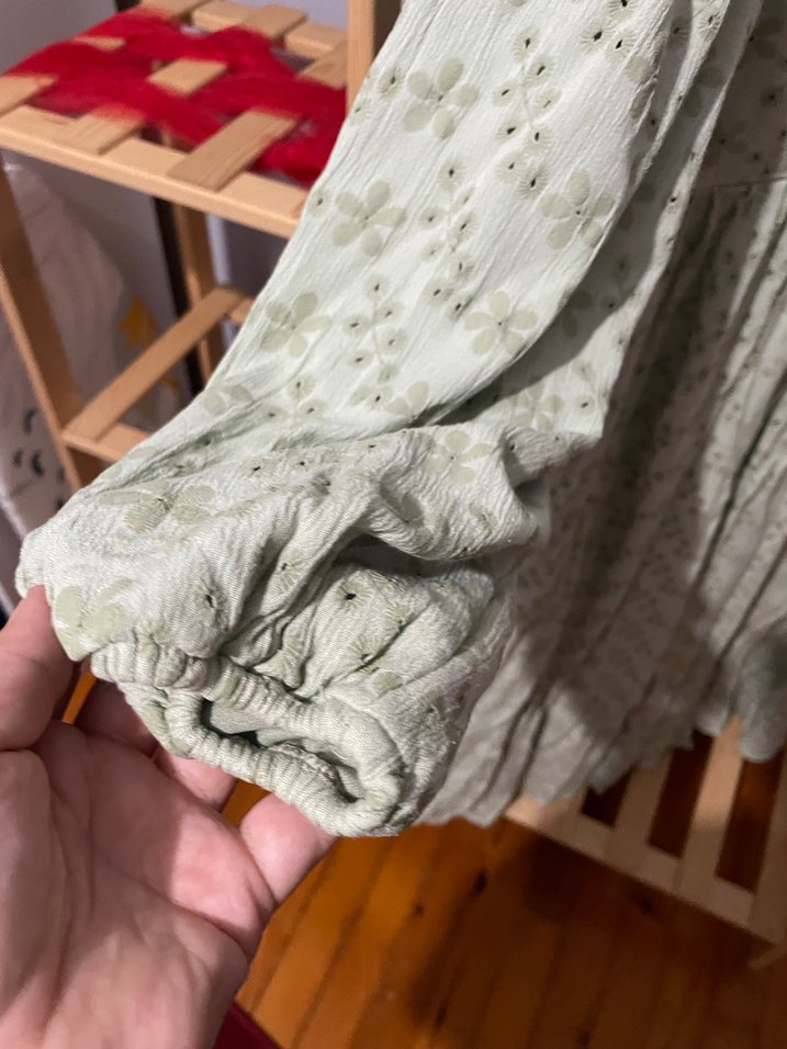 Bohem V Yaka midi elbise - Görsel 3