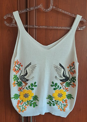 Vintage Nakışlı Bohem Kadın Örme Bluz