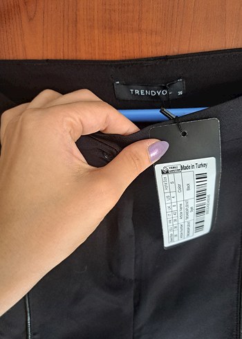 s Beden Kadın Siyah Deri Detaylı Plazzo Kumaş Pantolon