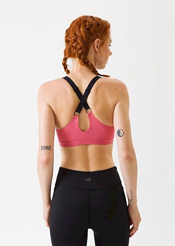 Skechers Fermuarlı Pembe Straplez Spor Üst Bralet - Görsel 2