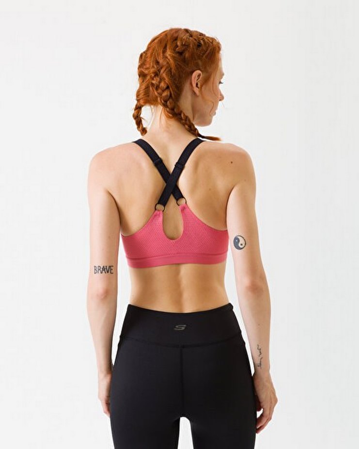 Skechers Fermuarlı Pembe Straplez Spor Üst Bralet - Görsel 2