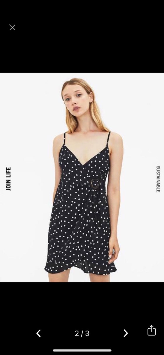 Siyah Puantiyeli Askılı Mini Elbise - Görsel 2