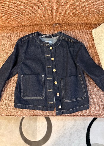 Düğmeli Lacivert Kadın Denim Ceket - Görsel 6