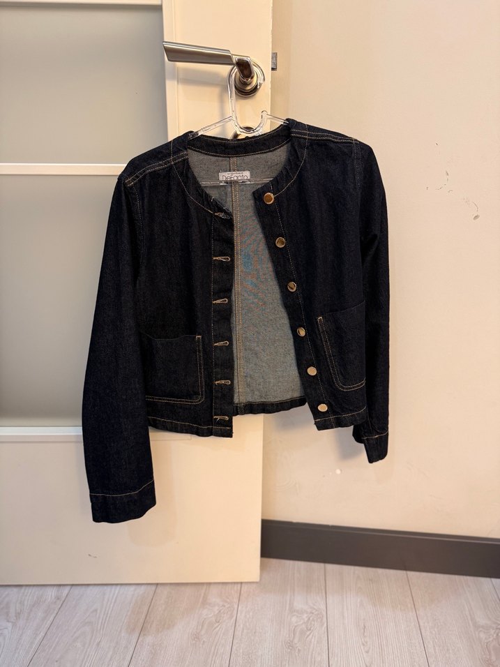 Düğmeli Lacivert Kadın Denim Ceket - Görsel 4