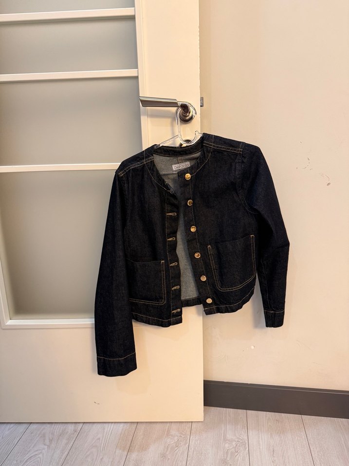 Düğmeli Lacivert Kadın Denim Ceket - Görsel 2