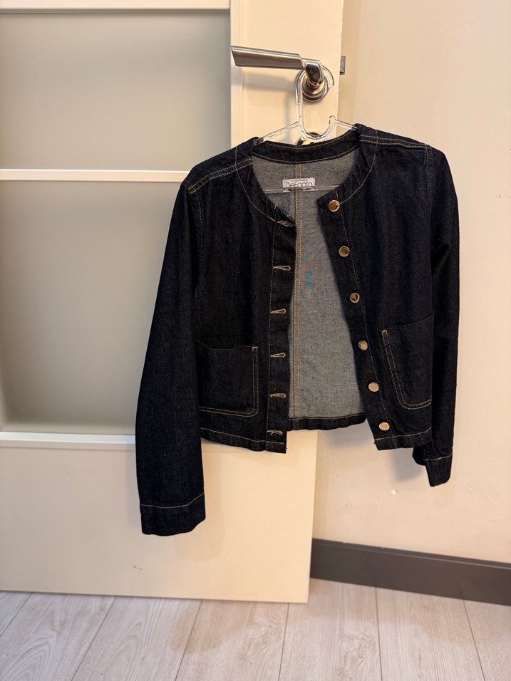 Düğmeli Lacivert Kadın Denim Ceket - Görsel 3