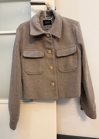 Düğmeli Bej Midi Kadın Kaban - Görsel 3