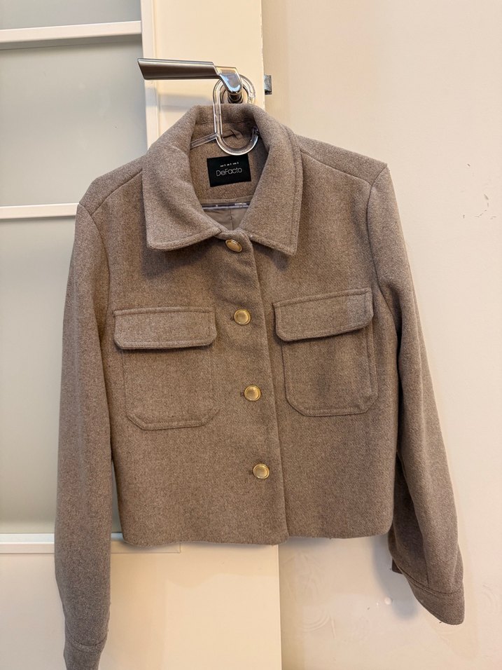 Düğmeli Bej Midi Kadın Kaban - Görsel 2