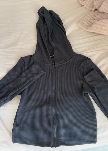 Kadın Siyah Fermuarlı Kapüşonlu Ceket - Görsel 2