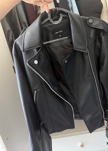 Siyah Deri Biker Ceket Kadın - Görsel 5