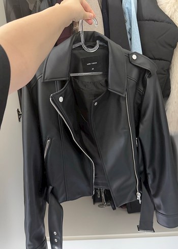 Siyah Deri Biker Ceket Kadın - Görsel 2