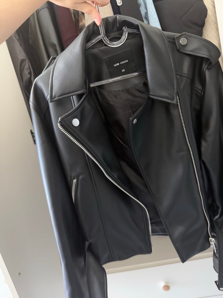 Siyah Deri Biker Ceket Kadın - Görsel 5