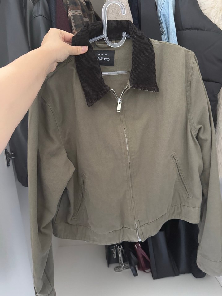 Bej Kadın Süet Fermuarlı Ceket - Görsel 2