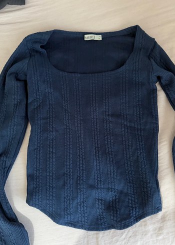 MERLİ Lacivert siyah  beyaz Fitilli Uzun Kollu TrikoKazak - Görsel 2