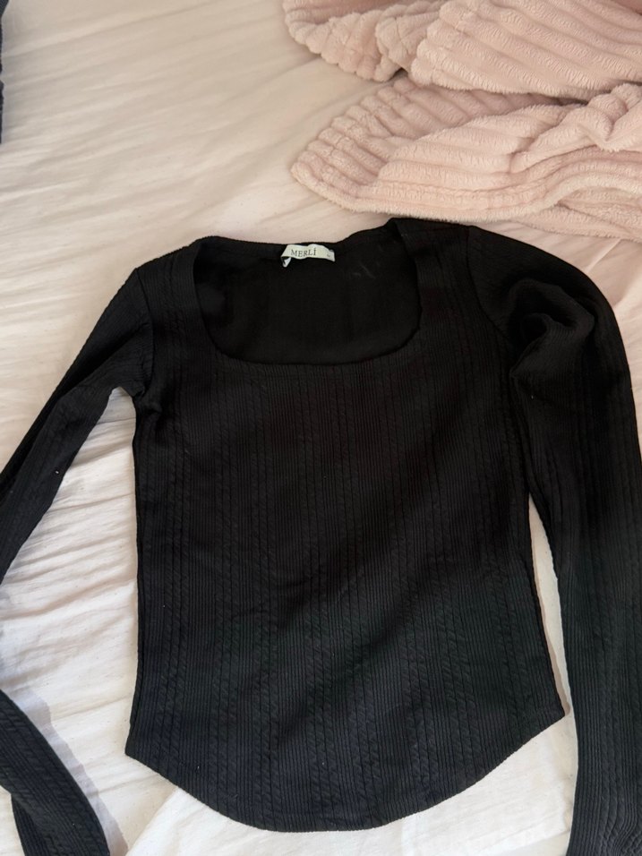 MERLİ Lacivert siyah  beyaz Fitilli Uzun Kollu TrikoKazak - Görsel 3