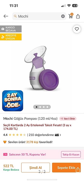  Mochi göğüs pompası