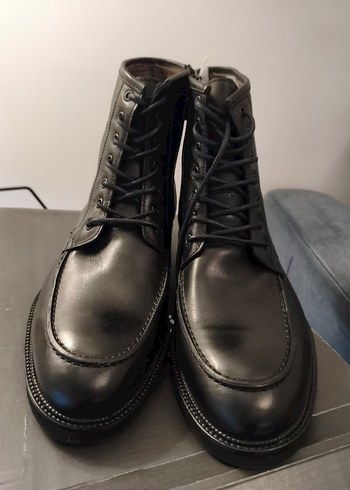 Erkek Siyah Deri Klasik Goth Bot - Görsel 7