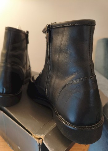 Erkek Siyah Deri Klasik Goth Bot - Görsel 5