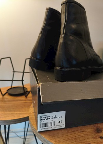 Erkek Siyah Deri Klasik Goth Bot - Görsel 8