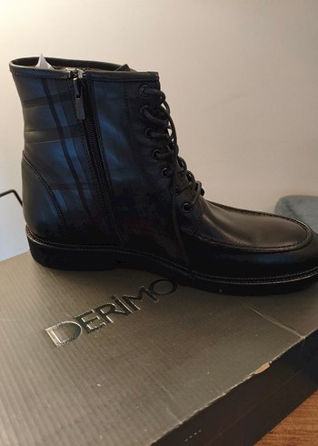 Erkek Siyah Deri Klasik Goth Bot - Görsel 3