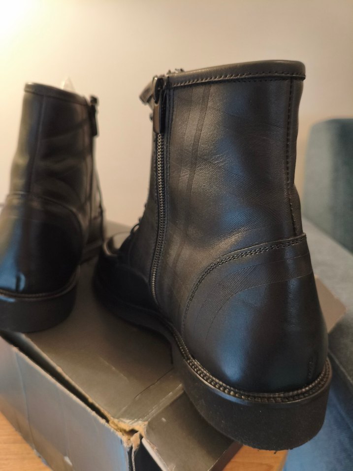 Erkek Siyah Deri Klasik Goth Bot - Görsel 5