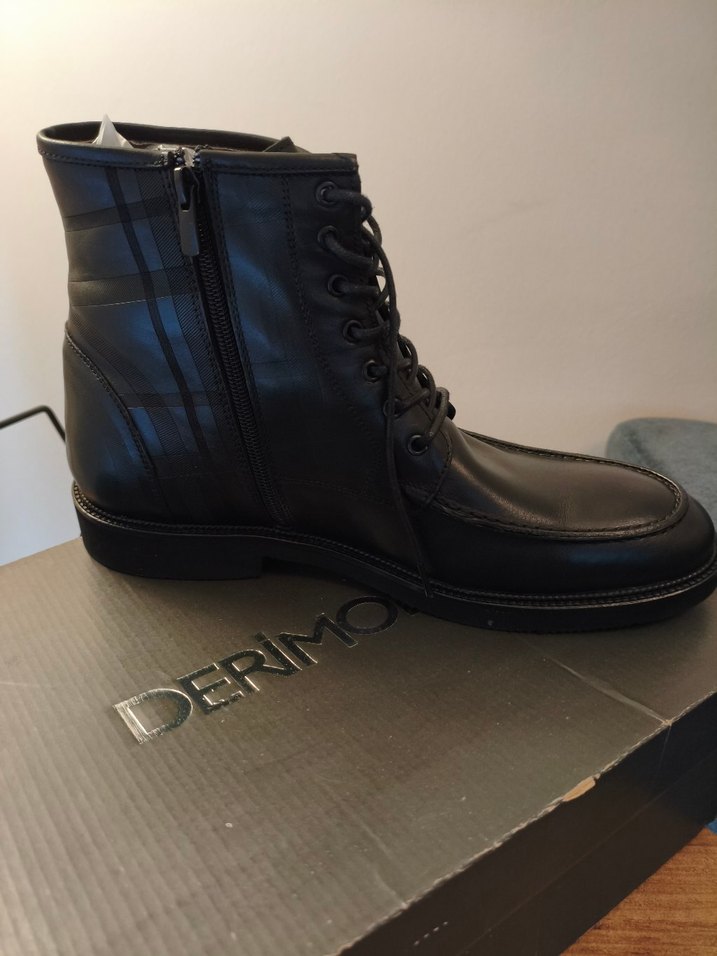 Erkek Siyah Deri Klasik Goth Bot - Görsel 3