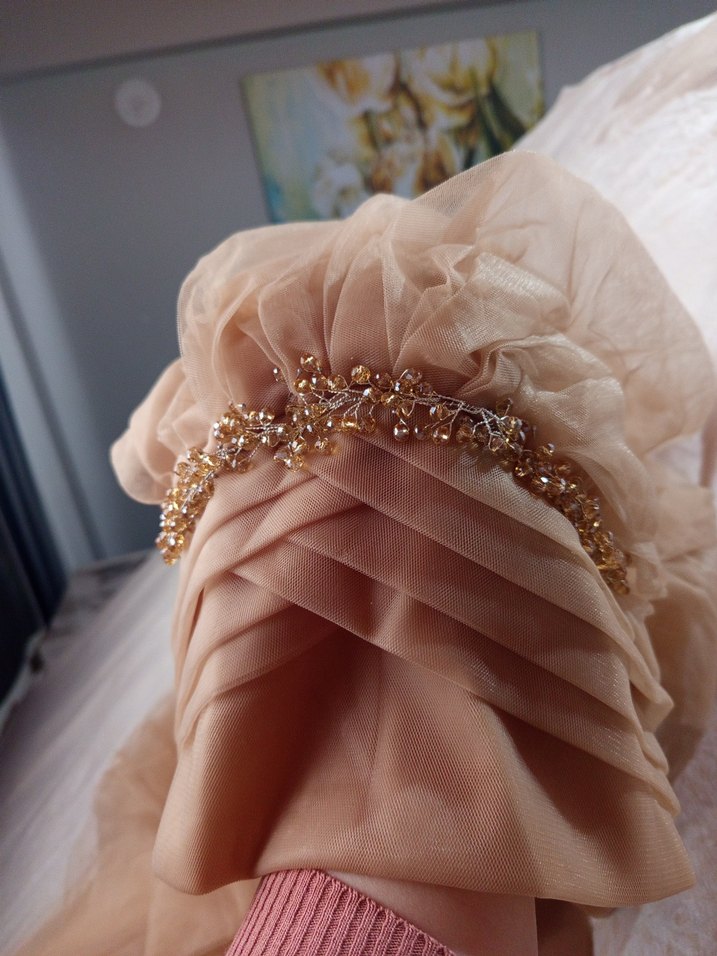 Bej Drapeli Bohem Kadın Saç Aksesuarı - Görsel 5