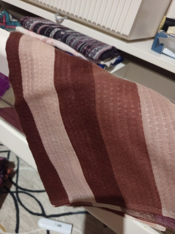 Kahverengi Çizgili şal - Görsel 2