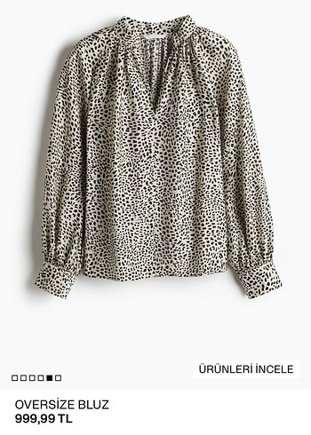 Bej Gri Zebra Desenli Oversize Hamile Bluz