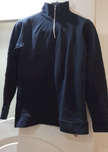 Erkek Lacivert Fermuarlı Yarım Balıkçı Sweatshirt