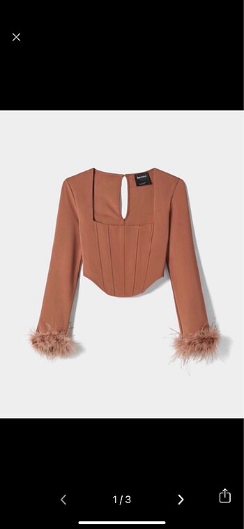 Bershka S beden tüylü korse bluz