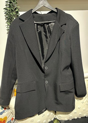 Düğmeli Siyah Kadın Blazer Ceket
