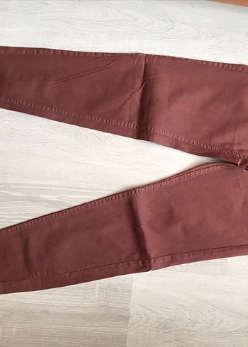 Düğmeli Kahverengi Süet Kadın Jean - Görsel 2