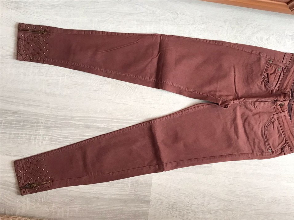 Düğmeli Kahverengi Süet Kadın Jean - Görsel 2