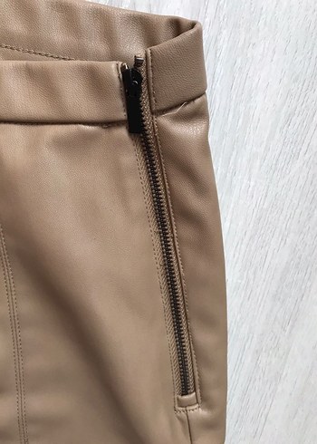 Deri Bej Kadın Pantolon - Görsel 3
