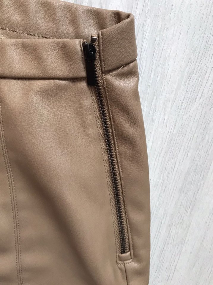 Deri Bej Kadın Pantolon - Görsel 3