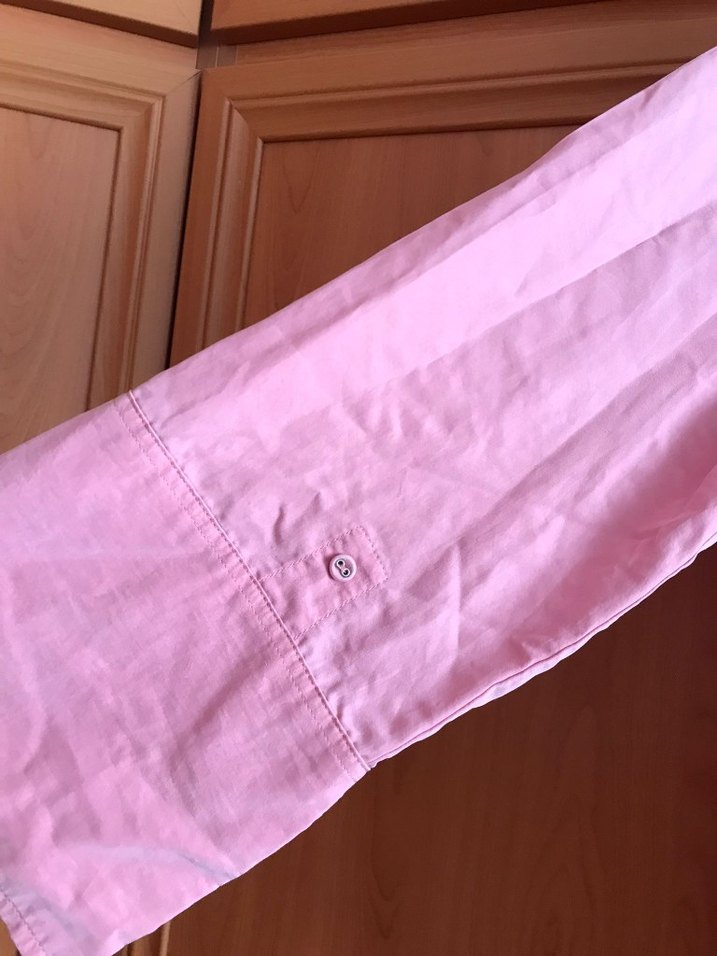 Pembe Keten Düğmeli Kadın Gömlek - Görsel 2