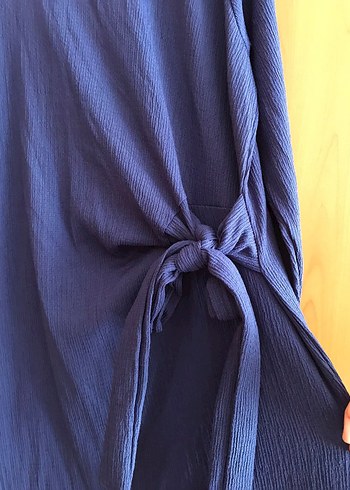 Kadın Lacivert Keten Salaş Bisiklet Yaka Kazak - Görsel 2