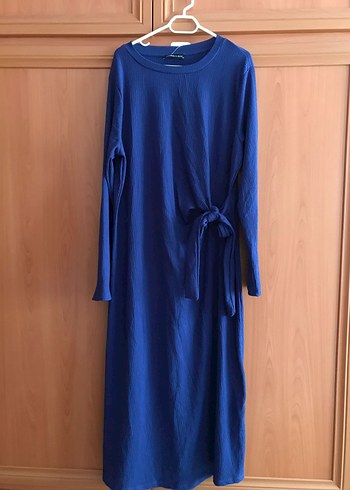 Kadın Lacivert Keten Salaş Bisiklet Yaka Kazak - Görsel 4