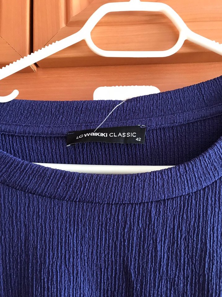 Kadın Lacivert Keten Salaş Bisiklet Yaka Kazak - Görsel 3