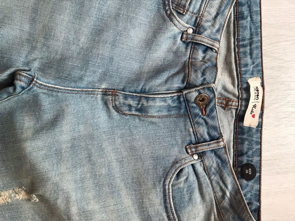 Kadın Bej Bol Kesim Midi Denim Jean - Görsel 2