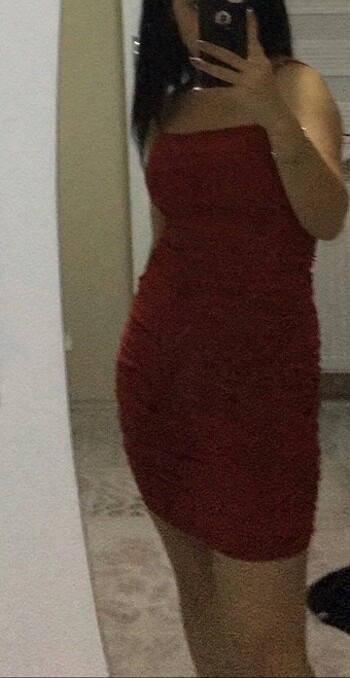 s Beden Kırmızı gece elbisesi